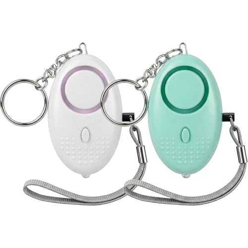 2-Pack Personal Safety Alarm Keychain (White+Green) - color: White+Green