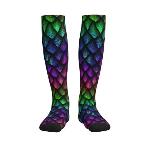 Compression Socks Women And Men For Nurses Travel Pregnancy Recovery Running Athletic - color: Rainbow Dragon Scales Skin