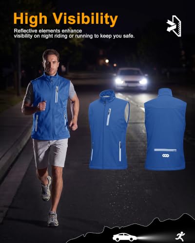 33,000ft Men's Windproof Lightweight Golf Vest Outerwear Sleeveless Jacket - color: Azure, size: 4X-Large