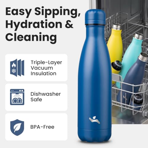 Konokyo 17 oz Insulated Stainless Steel Water Bottle, Blue - color: Blue, size: 17 Ounces