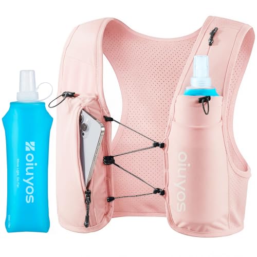 Running Vest for Women Men, 500ml Soft Flask & Phone Holder - color: Pink, size: Medium-Large