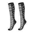 Compression Socks, Unisex 15-20 mmHg Knee High Support Socks - color: Piano Music