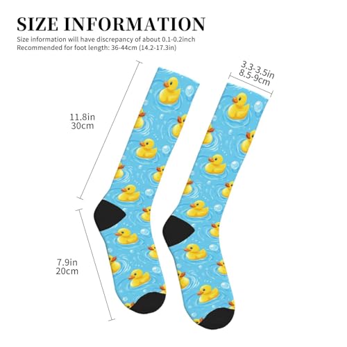 Cute Compression Socks Knee High Support Stockings Women Men - color: Cute Yellow Duck