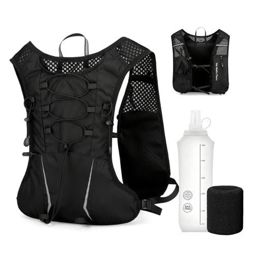 IEJ Running Hydration Vest with 500ml Soft Flask for Marathon - color: Black