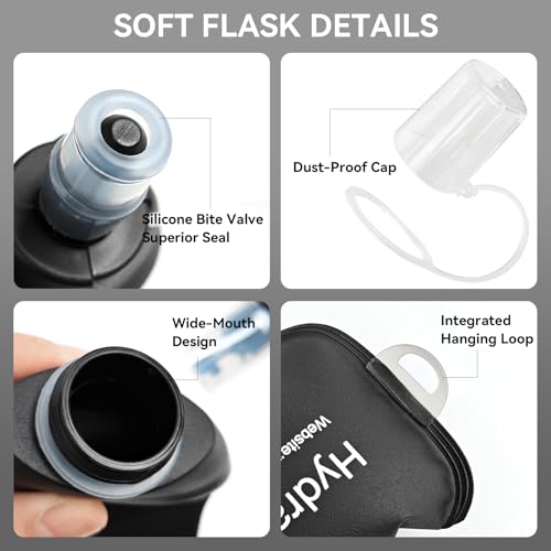 500ml Soft Flask Soft Water Bottle for Running, Hiking, Cycling and Climbing - Black - color: 500ml, black