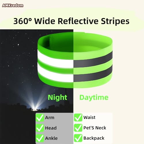 6 Pcs Reflective Bands for Arms Ankles Legs - High Visibility Safety Reflective Arm Bands for Night Running, Cycling, Walking, Jogging - Adjustable for Men, Women & Kids - color: Pink