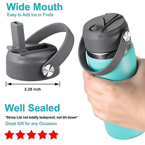 KMN Wide Mouth Straw Lid with Flip Top, Replacement Cap with Straw for Hydro Flask 18 32 40 oz Wide Mouth Water Bottle & 12 16 20 oz Coffee Flask, BPA-Free Leakproof Sports Lid (Stone) - color: Stone