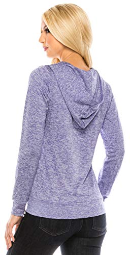 Eevee Women's Full Zip Hoodie - Lightweight Jacket Active Sweater Hooded Sweatshirt Slim Fitting Yoga Activewear - color: Act Purple, size: Small