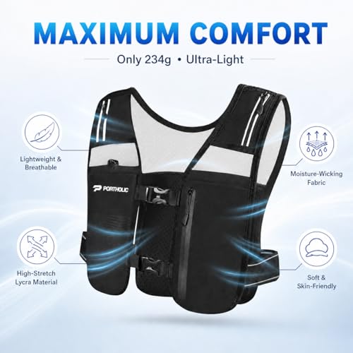 Running Vest for Women Men with 500ml Water Bottle |Adjustable Hydration Vest with Water Bladder |Reflective |Lightweight |Muti-Pockets - color: Black (500ml Water Bottle)