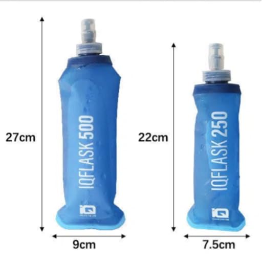 3 Pack TPU Soft Flask, 500ml Collapsible Water Bottle with Bite Valve for Running Vest Hydration Pack, Food-Grade BPA Free, Foldable and Portable for Running, Hiking, Camping (Dark Blue) - color: Light blue