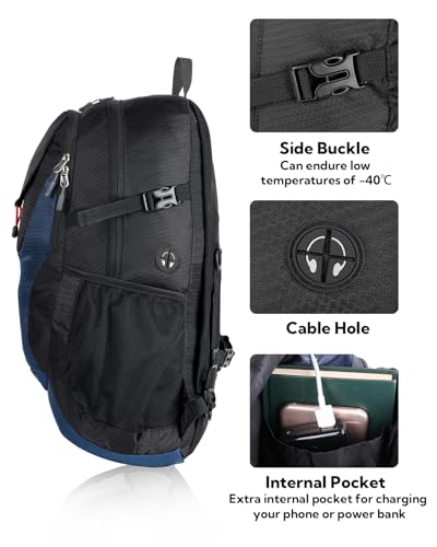 WATERFLY Lightweight Packable Hiking Backpack, 30L Day Pack - color: Blue & Black