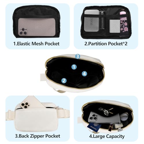 Waist Belt Bag Fashion Fanny Women and Men Gift Waist Pack With Adjustable Strap For Travel Running Hiking Walking Off White - color: Off White Fanny Pack