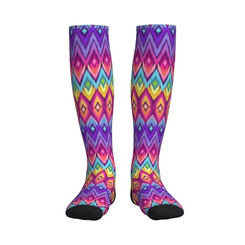 Compression Socks Women And Men For Nurses Travel Pregnancy Recovery Running Athletic - color: Purple Pink Tie Dye Rainbow