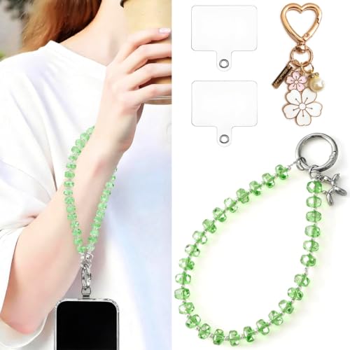 C.J.M.K Beaded Phone Wristband, Lanyard Chain - color: 03-green