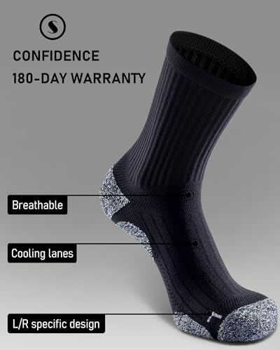 Elite Cushioned Compression Mid-crew Socks 4-Pack for Youth Women Men - color: Black (4 Pairs), size: Large