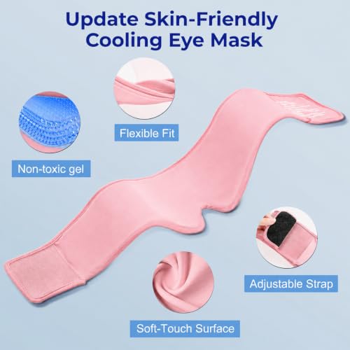 2 Pack Cooling Gel Eye Mask for Puffy Eyes, Migraine Relief, FSA Eligible - color: Black&pink