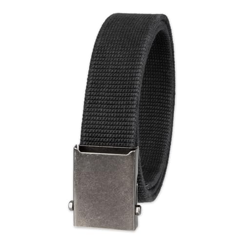 Columbia Men's Military Plaque Buckle Fabric Belt- One Size 42" Length - Everyday and Outdoor Wear - color: Black Cotton Strap
