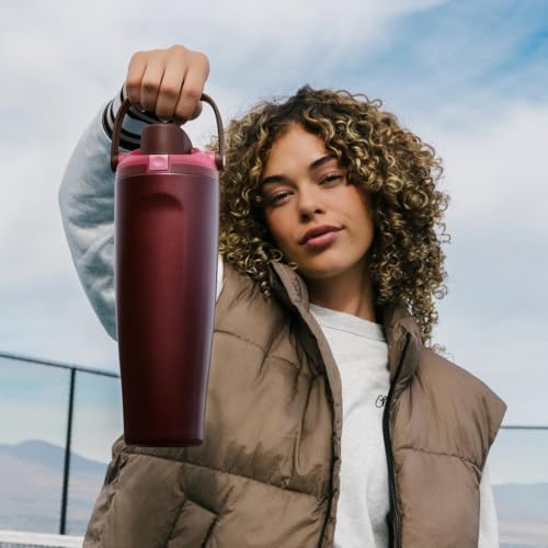 Owala FreeSip Sway Stainless Steel Water Bottle 40 oz Black Cherry - color: Black Cherry, size: 40 Ounces