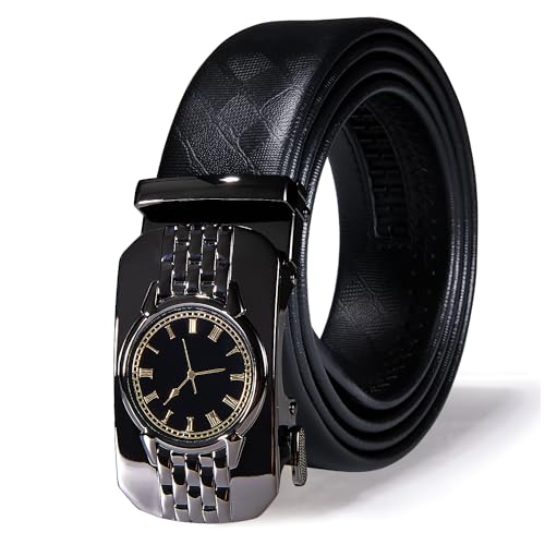 Dubulle Ratchet Belt for Men Leather Adjustable Designer Fashion Buckle - color: Black Watch, size: Adjustable Fit 35" to 45" Waist