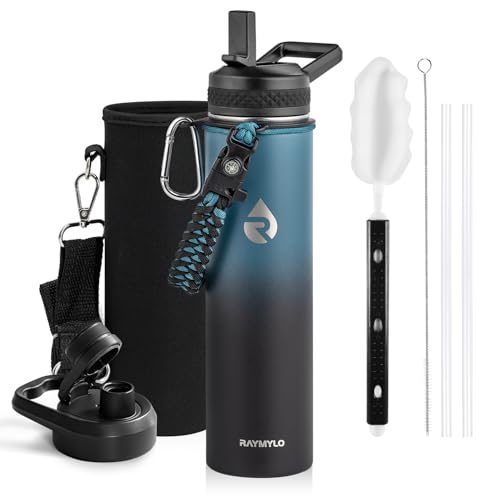 RAYMYLO Insulated Water Bottle 24 oz, Triple Wall Vacuum Stainless Steel - color: Indigo/Black, size: 24 Ounces
