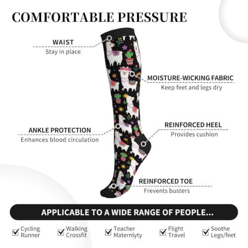Compression Socks Knee High Circulation Support Socks For Women Men Athletic Running Hiking Cycling - color: Alpaca