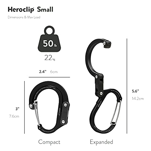 GEAR AID HEROCLIP Small Carabiner Gear Clip with 360° Swivel Hook - color: Black & Red, size: 1 Carabiner