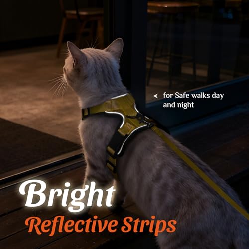 Dooradar Cat Harness and Leash Set, Adjustable and Escape Proof, S - color: Yellow, size: S