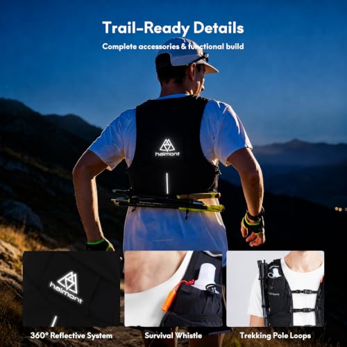 Haimont 8L Trail Running Hydration Vest with Soft Flasks - color: Black, size: Large