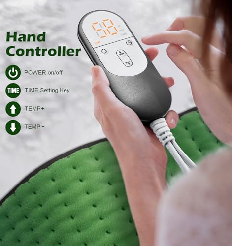 VALGELUIK Heating Pad for Back Pain Relief, 12"x24" Electric Heat Pad Gifts - color: Green, size: 12 Inch x 24 Inch