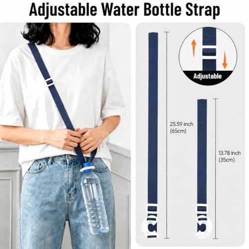 4 Pack Water Bottle Holder Lanyard Adjustable Beverages Shoulder Strap - color: Navy