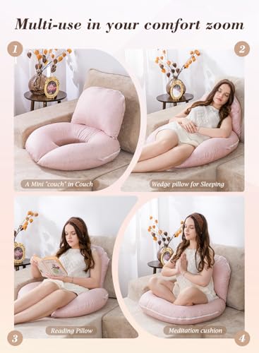 INSEN Wedge Pillow Set for Sleeping and After Surgery, Use for Acid Reflux, Reading and Relaxing, Headboard Pillow for Sitting in Bed, Pink Flower - color: Pink Flower