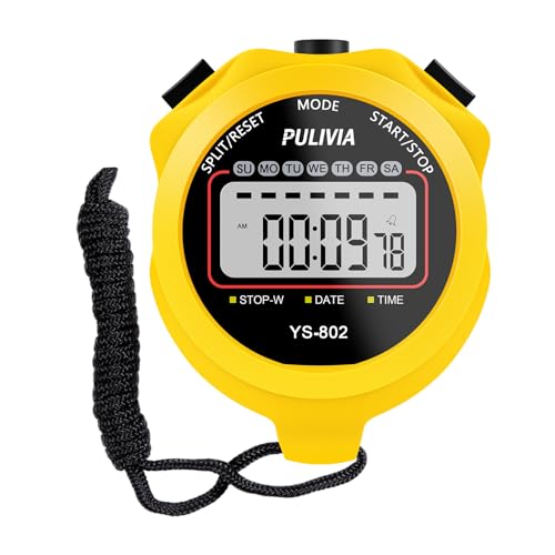 Stopwatch Timer, Digital Stop-Watch for Sports, Yellow - color: Yellow