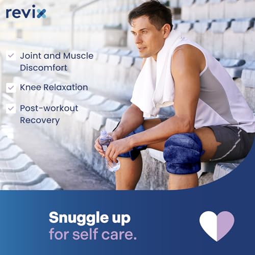 REVIX Knee Heating Pad, Microwave Heating Pad Wrap, Hot Cold Compress, Navy - color: Navy