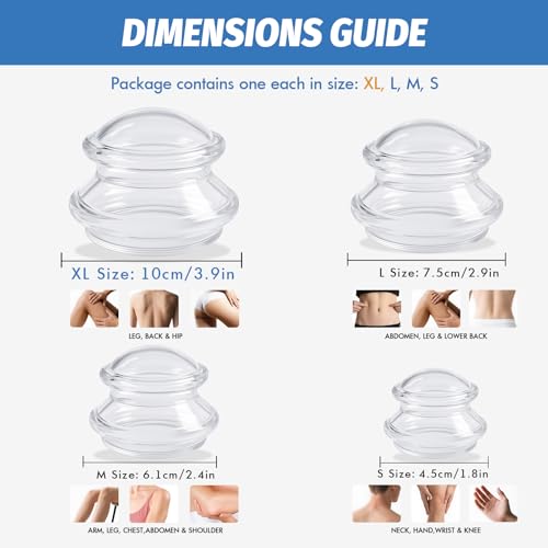 ELERA Silicone Cupping Set for Massage, 4 Cups (XL L M S) - style: 4 Cups (XL L M S size)