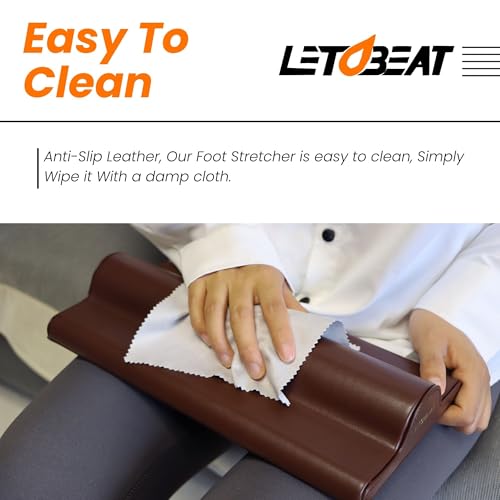Plantar Fasciitis Foot Stretcher - Anti-Slip Leather, Brown, L - color: Brown, size: L