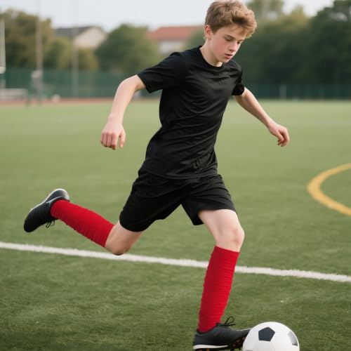 Dxhycc 2 Pairs Scrunch Football Socks Athletic Football Leg Sleeves - color: Red