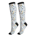 Compression Socks Knee High Support Socks Women Circulation Stockings for Athletic Running Cycling Flying - color: Math