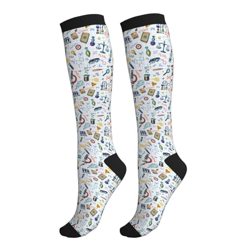 Compression Socks Knee High Support Socks Women Circulation Stockings for Athletic Running Cycling Flying - color: Math