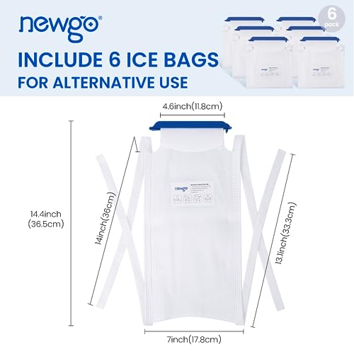 NEWGO Refillable Ice Bags with Clamp Closure [Pack of 6] Large 7 X 4.6, Reusable Easy Filling Hospital Ice Pack with Soft Outer Covering and Leak Resistant Inner Layer - size: 6 Pack