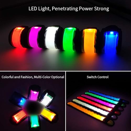 LOBKIN Safety Bracelets, LED Slap Armband Kids Walking at Night Safe LED Wrist Light Reflective Belt, Magic Band Running Lights - color: Blue Orange Red - Battery