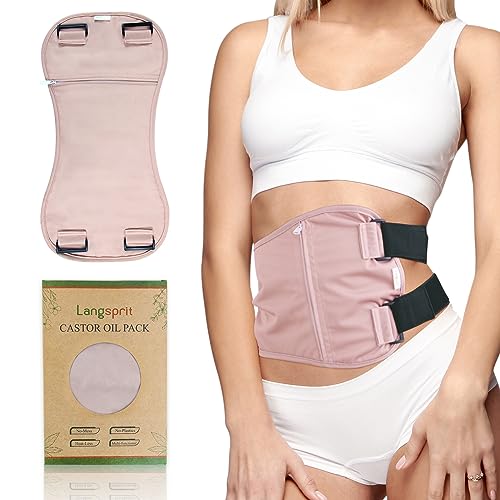 Langsprit Castor Oil Pack Wrap, Cotton Castor Oil Packs for Liver Detox,Pink-2 L - color: Pink-2