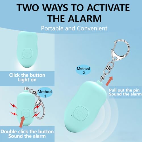Personal Safety Alarm for Women,2Pack 130dB Self Defense Keychain - color: Black+Blue