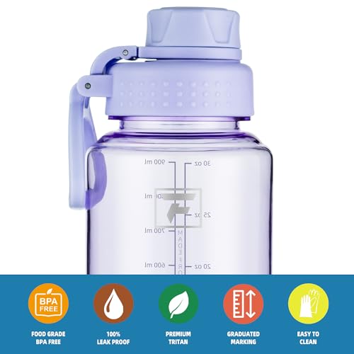 Fanhaw 32oz Clear Plastic Water Bottle with Fast-Flow Lid, Amethyst - color: Amethyst