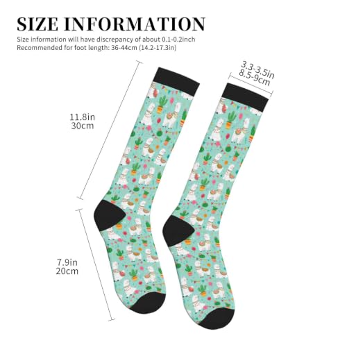 Avocado Compression Socks Women Men Knee High Stock for Running Work Support Nurses Travel - color: Alpaca Cactus