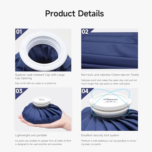 BICAREE Ice Packs for Injuries Reusable, Ice Cold Pack, Ice Bags Hot Water Bag for Hot & Cold Therapy and Pain Relief, 3 Ice Packs, 3 Sizes (6"/9"/11"), No-Leak Elastic Breathable Ice Bag - size: 6''-9''-11''