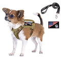Tactical Dog Harness with Leash Tactical Puppy Vest with Rubber Handle K9 Military Adjustable Pet Harness for Outdoor Training XS Dog Harness (Brown Harness with Leash) - color: Brown harness with leash