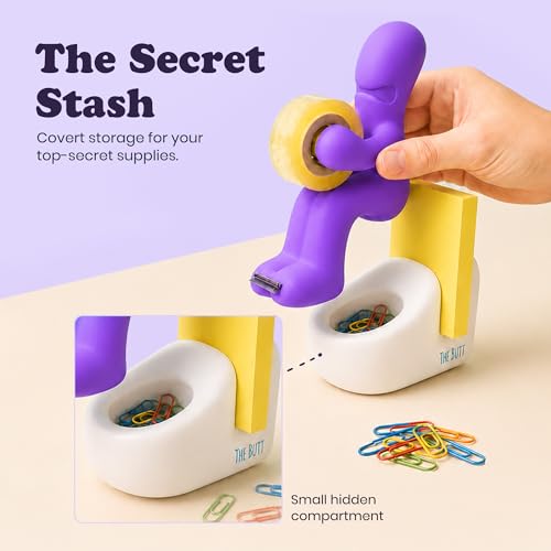 The Butt Tape Dispenser – Funny Purple Desk Accessories, Office Gag Gift - color: Purple