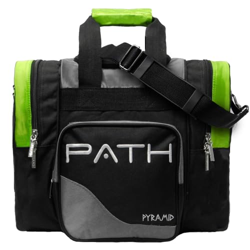 Pyramid Path Pro Deluxe Single Bowling Ball Tote - Holds One Ball, One Pair Shoes Up to Mens 15 - color: Silver/Lime Green