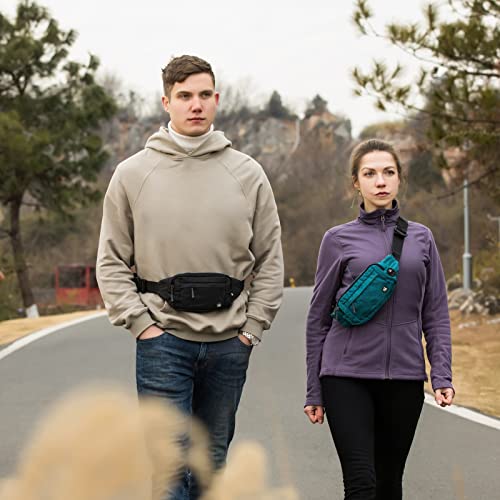 WATERFLY Small Fanny Pack Crossbody Lightweight Waist Bag for Woman Man - color: Black