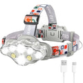 MIOISY 8 Led Headlamp Rechargeable, Super Bright Headlight Flashlight Gray - color: Gray